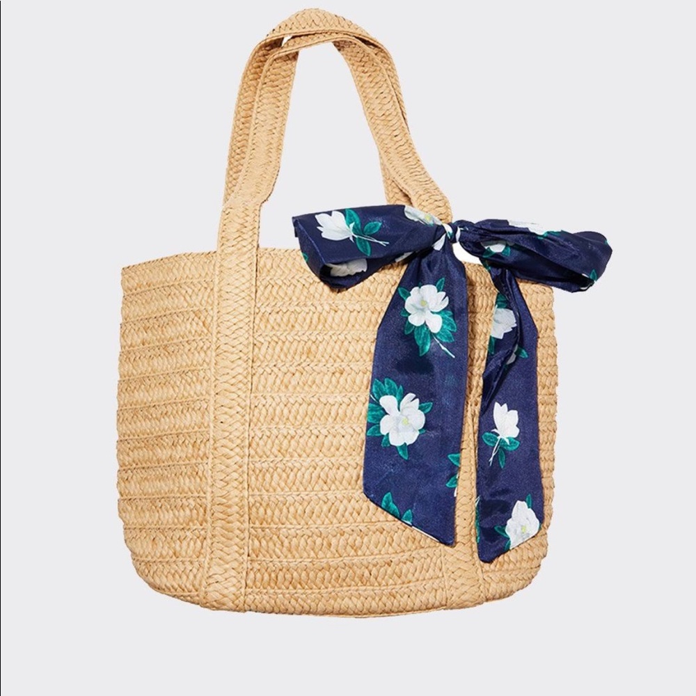 Draper James Straw Bag with Floral Scarf